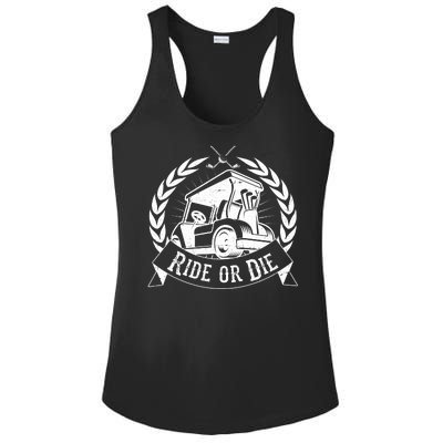 Vintage Funny Ride or Die Golf Cart Golfing Fan Ladies PosiCharge Competitor Racerback Tank