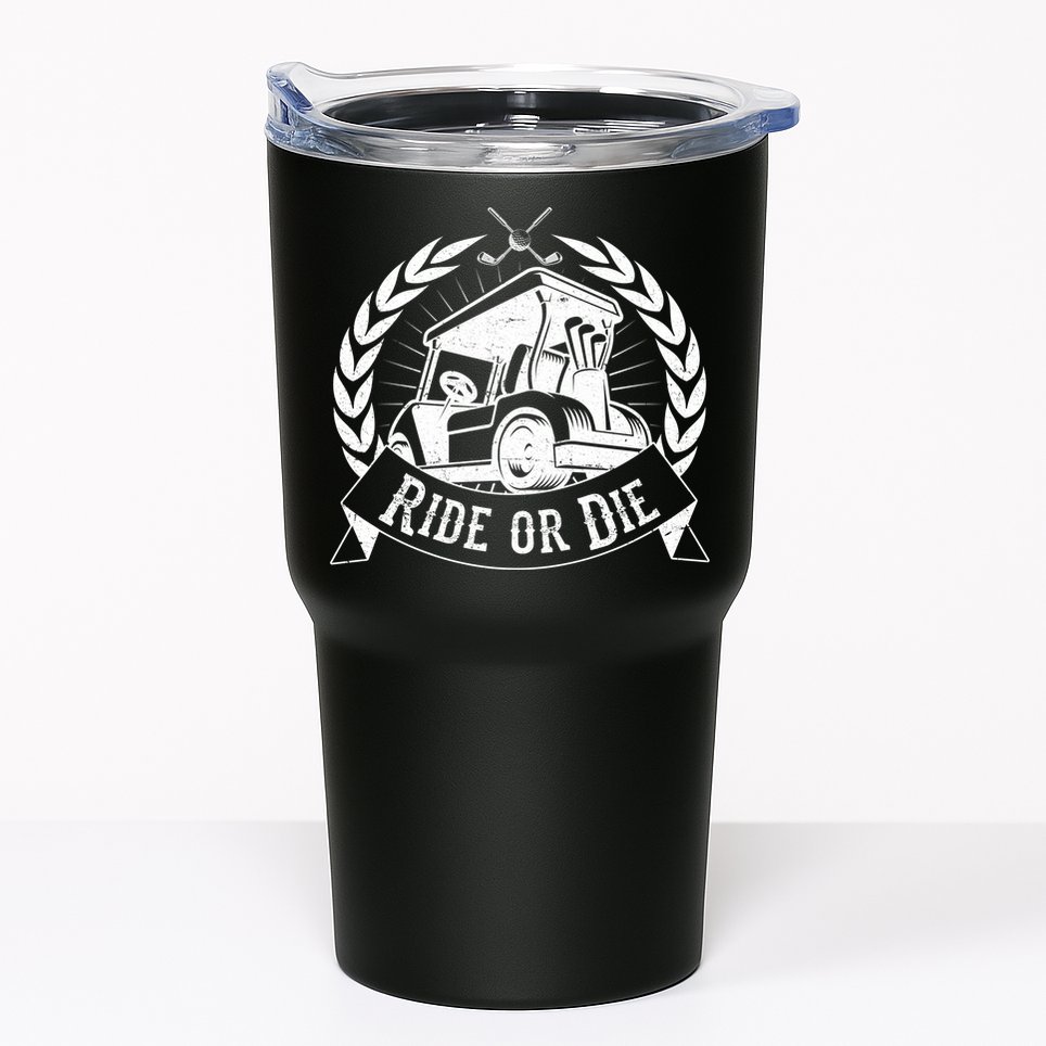 Vintage Funny Ride or Die Golf Cart Golfing Fan Tumbler