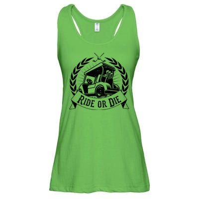 Vintage Funny Ride or Die Golf Cart Golfing Fan Ladies Essential Flowy Tank