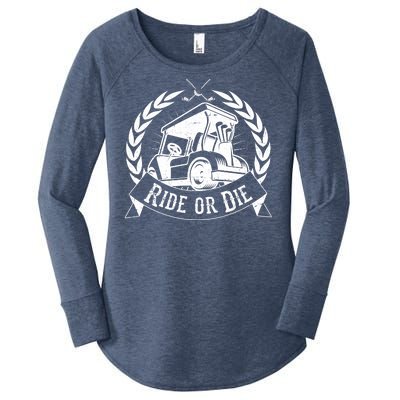 Vintage Funny Ride or Die Golf Cart Golfing Fan Women's Perfect Tri Tunic Long Sleeve Shirt