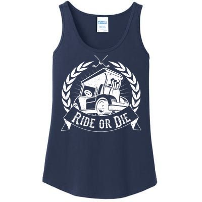 Vintage Funny Ride or Die Golf Cart Golfing Fan Ladies Essential Tank