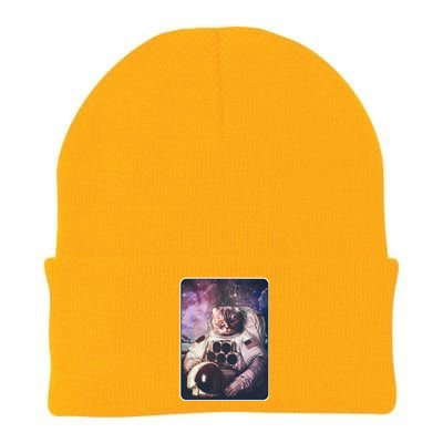 Vintage Galaxy Space Astronaut Cat Knit Cap Winter Beanie