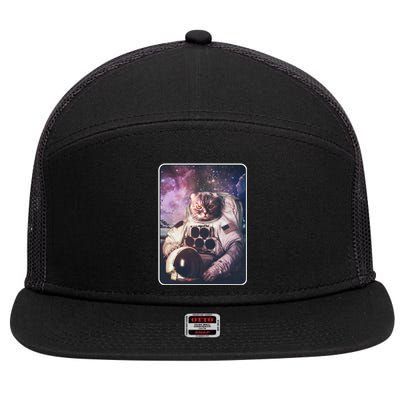 Vintage Galaxy Space Astronaut Cat 7 Panel Mesh Trucker Snapback Hat