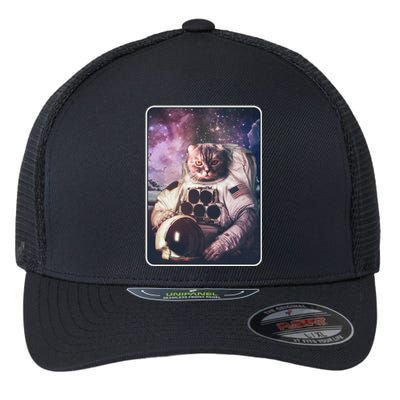 Vintage Galaxy Space Astronaut Cat Flexfit Unipanel Trucker Cap