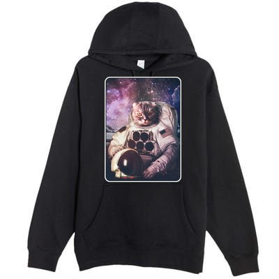 Vintage Galaxy Space Astronaut Cat Premium Pullover Hoodie