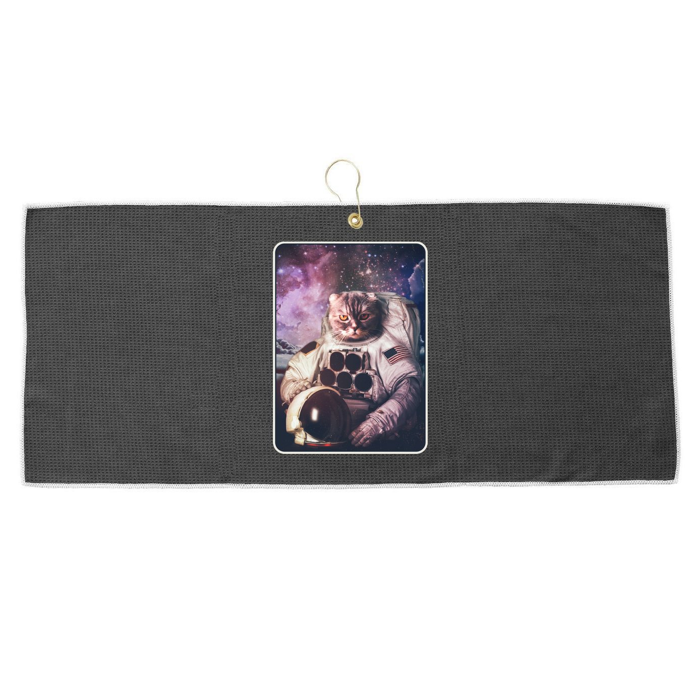 Vintage Galaxy Space Astronaut Cat Large Microfiber Waffle Golf Towel