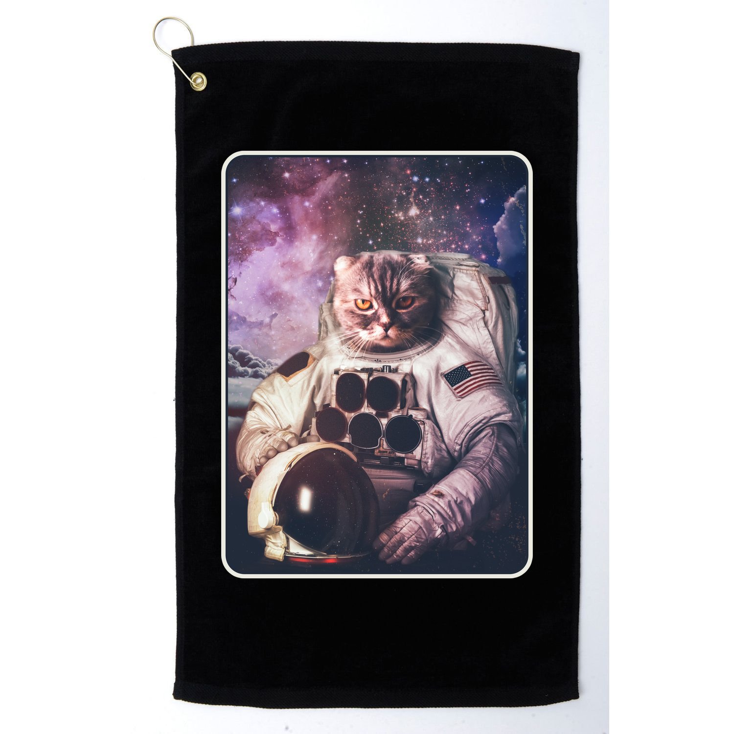 Vintage Galaxy Space Astronaut Cat Golf Towel