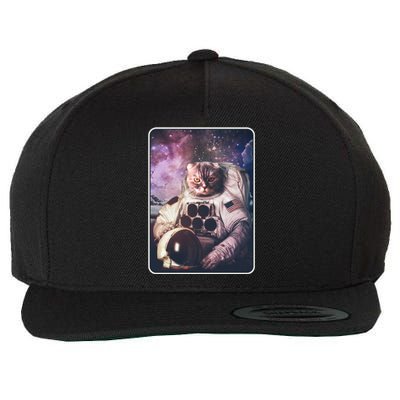 Vintage Galaxy Space Astronaut Cat Wool Snapback Cap