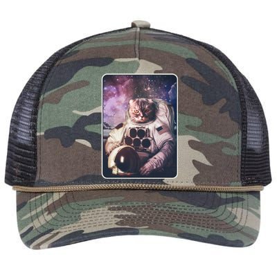 Vintage Galaxy Space Astronaut Cat Retro Rope Trucker Hat Cap