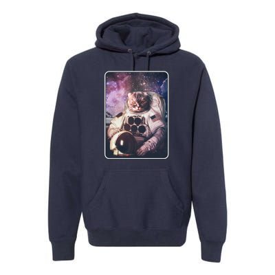 Vintage Galaxy Space Astronaut Cat Premium Hoodie