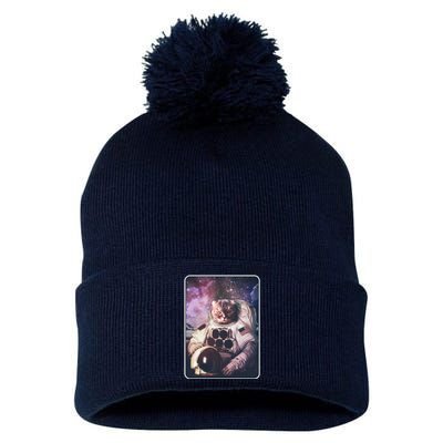 Vintage Galaxy Space Astronaut Cat Pom Pom 12in Knit Beanie