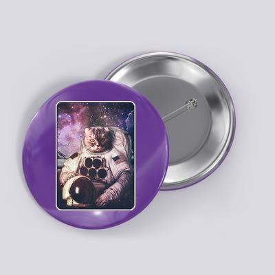 Vintage Galaxy Space Astronaut Cat Button