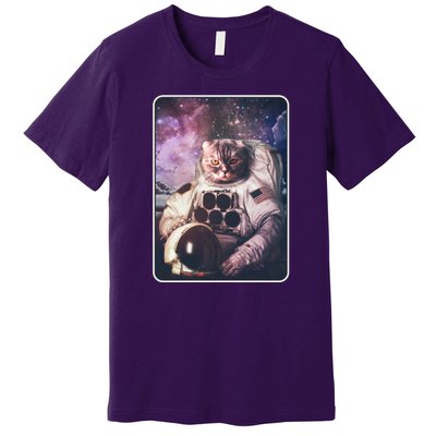 Vintage Galaxy Space Astronaut Cat Premium T-Shirt