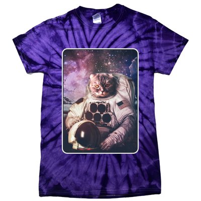 Vintage Galaxy Space Astronaut Cat Tie-Dye T-Shirt