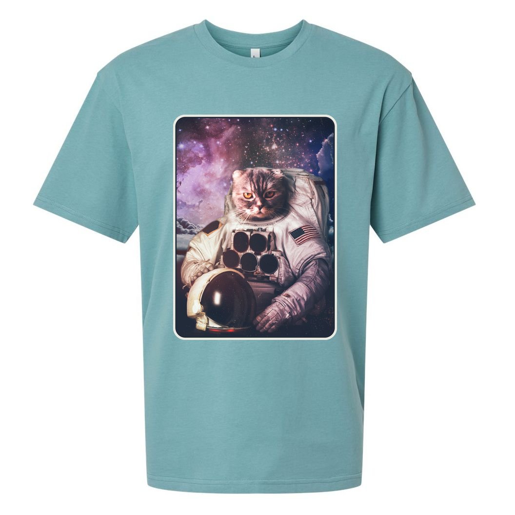 Vintage Galaxy Space Astronaut Cat Sueded Cloud Jersey T-Shirt