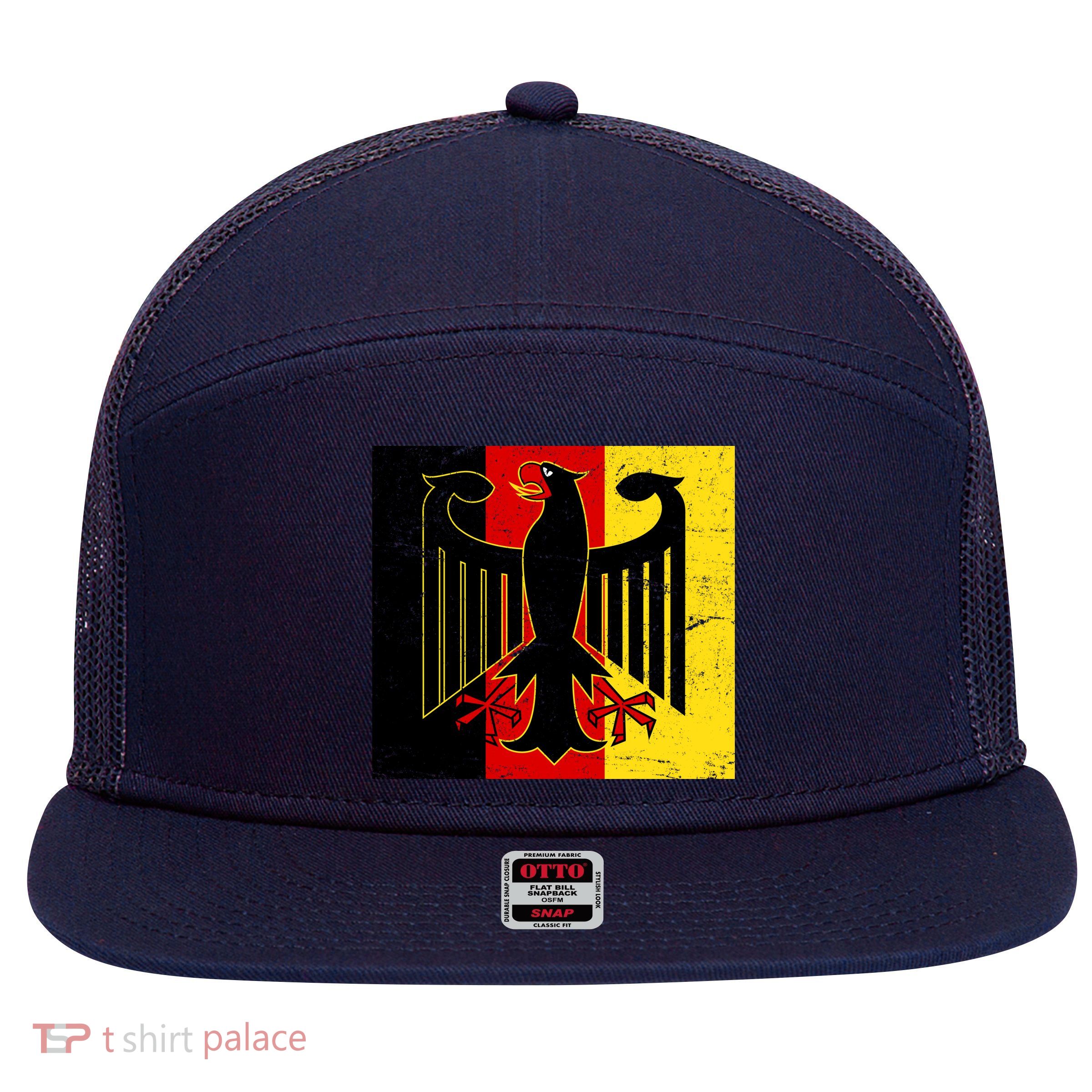 Vintage German Eagle Emblem Flag 7 Panel Mesh Trucker Snapback Hat