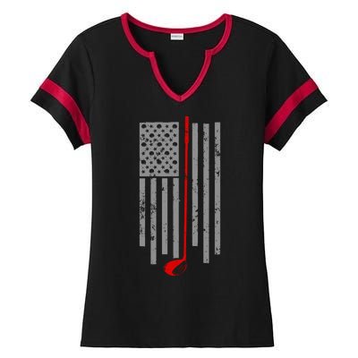 Vintage Golf American Flag USA Ladies Halftime Notch Neck Tee