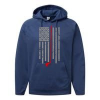 Vintage Golf American Flag USA Performance Fleece Hoodie