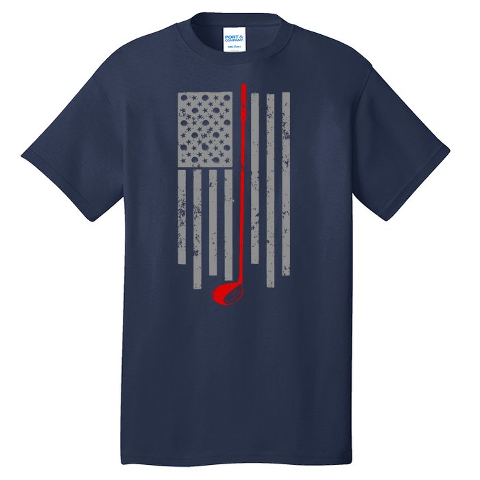 Vintage Golf American Flag USA Tall T-Shirt