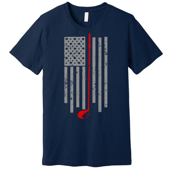 Vintage Golf American Flag USA Premium T-Shirt