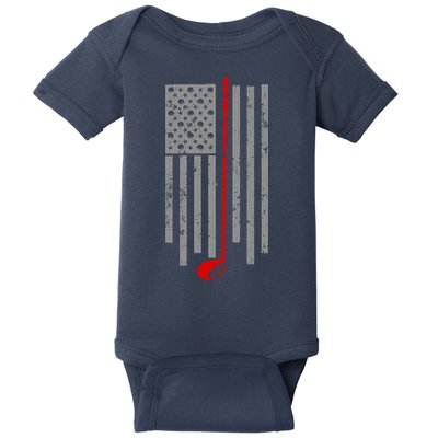 Vintage Golf American Flag USA Baby Bodysuit