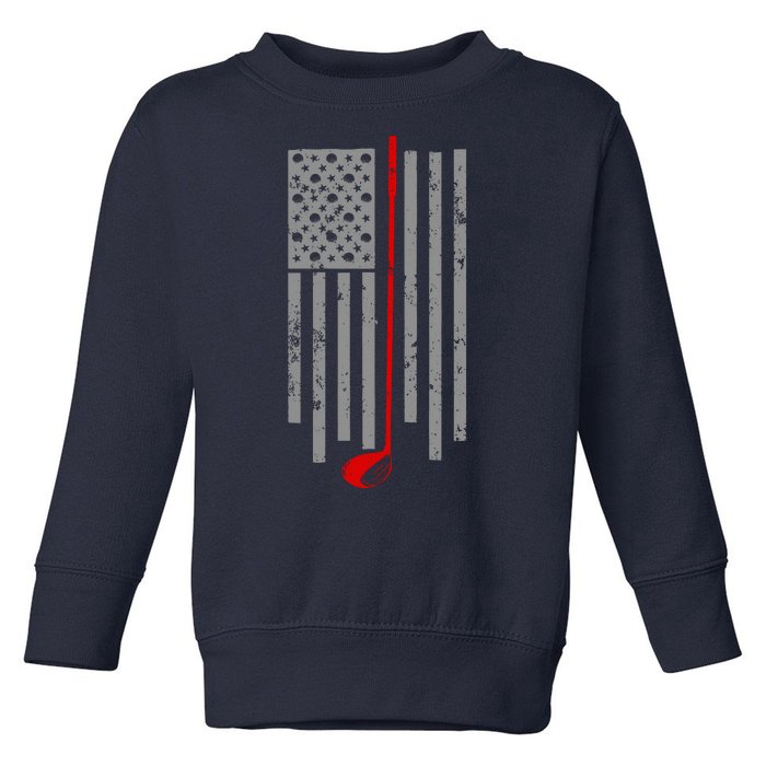 Vintage Golf American Flag USA Toddler Sweatshirt