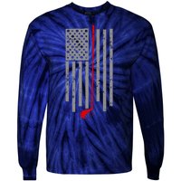 Vintage Golf American Flag USA Tie-Dye Long Sleeve Shirt