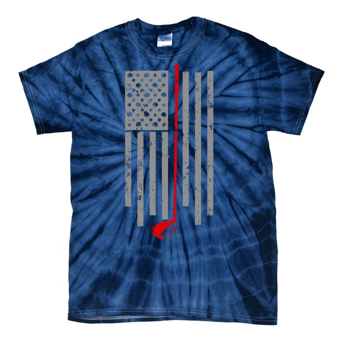 Vintage Golf American Flag USA Tie-Dye T-Shirt