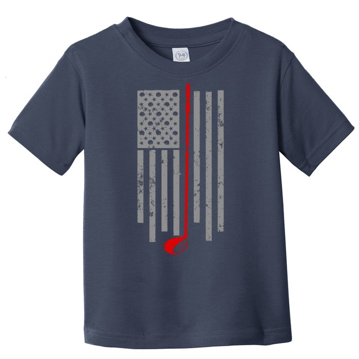 Vintage Golf American Flag USA Toddler T-Shirt