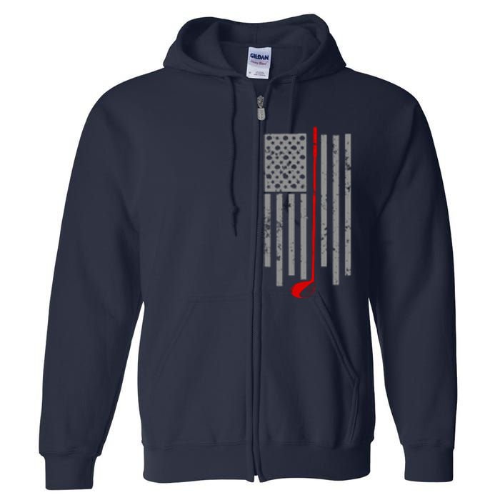 Vintage Golf American Flag USA Full Zip Hoodie