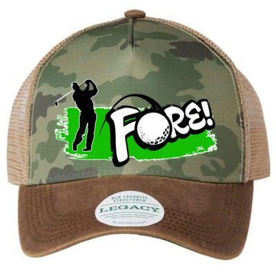 Vintage Golfer Swinging and Saying Fore Legacy Tie Dye Trucker Hat