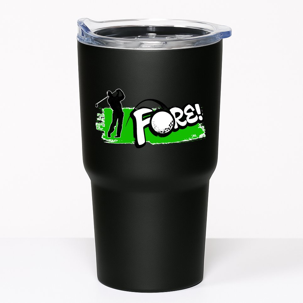 Vintage Golfer Swinging and Saying Fore Tumbler