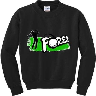 Vintage Golfer Swinging and Saying Fore Kids Sweatshirt
