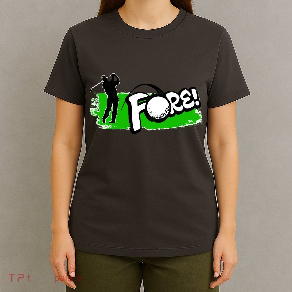 Vintage Golfer Swinging and Saying Fore T-Shirt