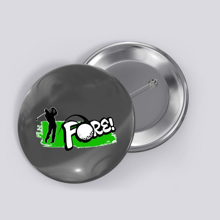 Vintage Golfer Swinging and Saying Fore Button