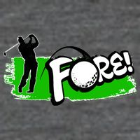 Vintage Golfer Swinging and Saying Fore Button