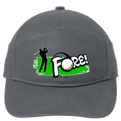 Vintage Golfer Swinging and Saying Fore 7-Panel Snapback Hat