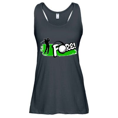 Vintage Golfer Swinging and Saying Fore Ladies Essential Flowy Tank