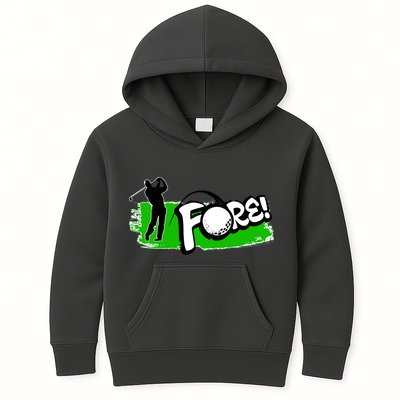 Vintage Golfer Swinging and Saying Fore Kids Hoodie