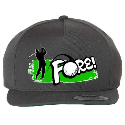 Vintage Golfer Swinging and Saying Fore Wool Snapback Cap