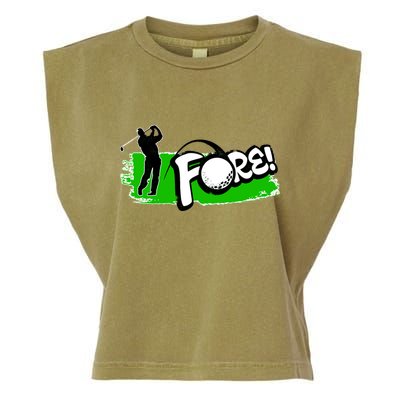 Vintage Golfer Swinging and Saying Fore Garment-Dyed Women's Muscle Tee