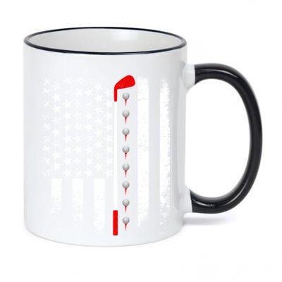 Vintage Golfing American Flag Golf Club 11oz Black Color Changing Mug