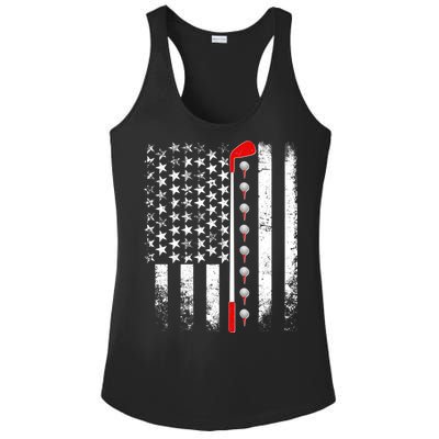 Vintage Golfing American Flag Golf Club Ladies PosiCharge Competitor Racerback Tank