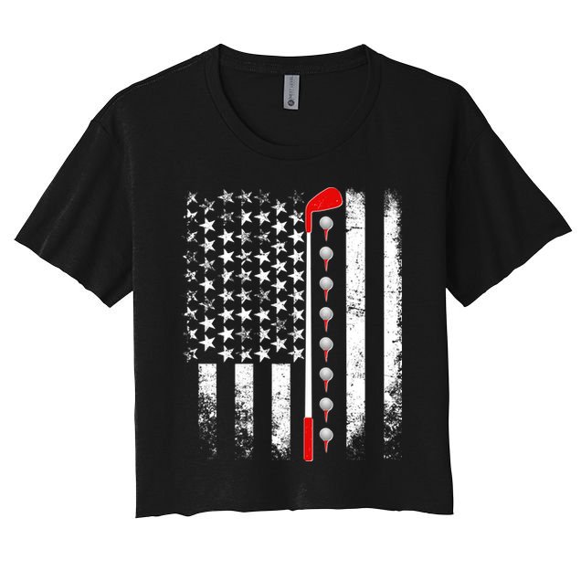 Vintage Golfing American Flag Golf Club Crop Top