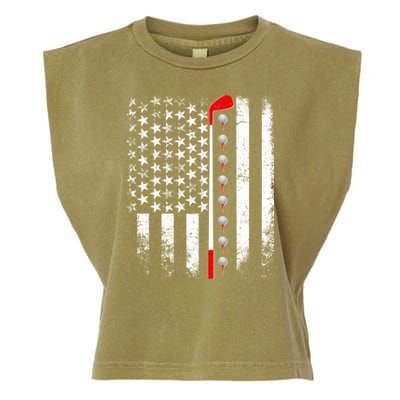 Vintage Golfing American Flag Golf Club Garment-Dyed Women's Muscle Tee