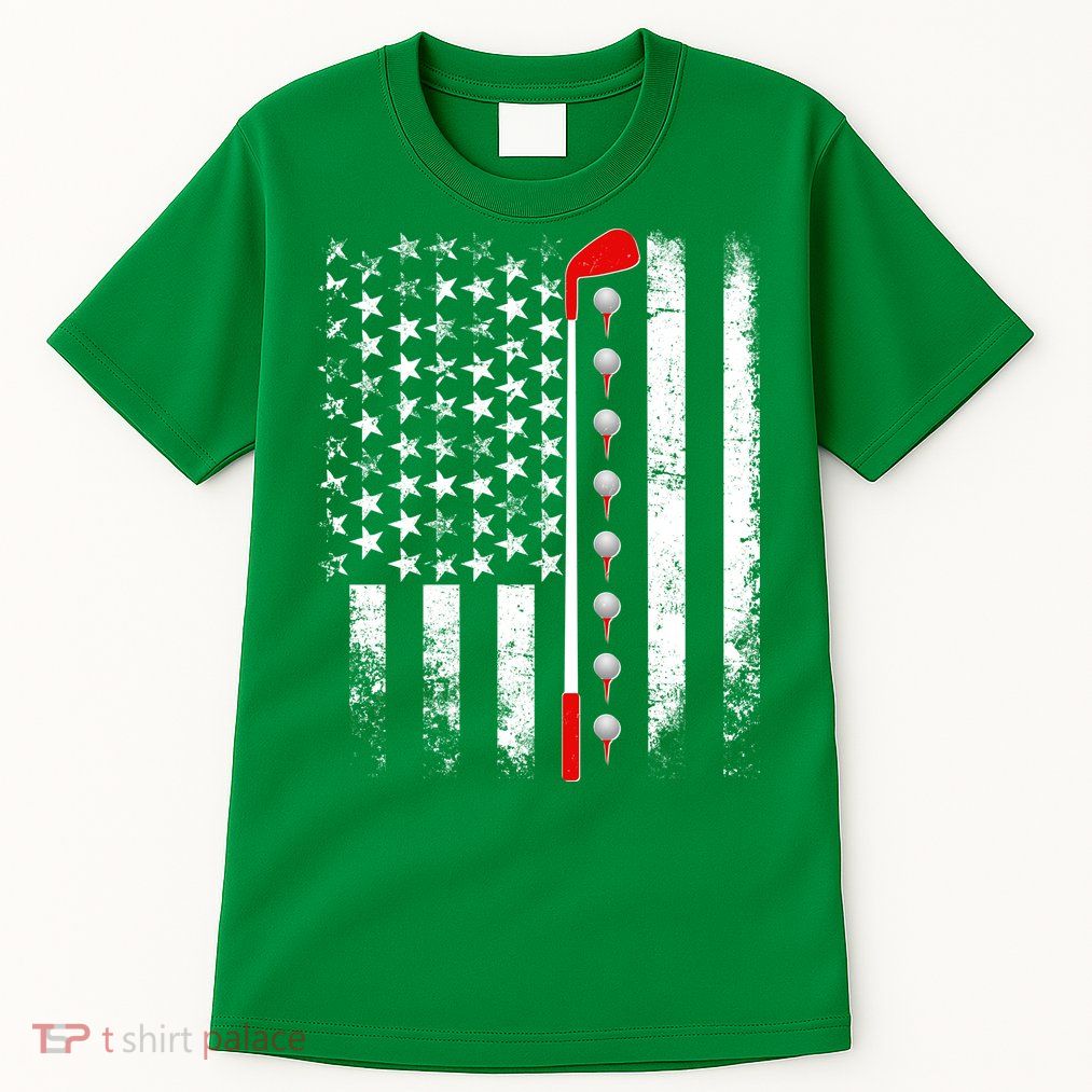 Vintage Golfing American Flag Golf Club Tall T-Shirt