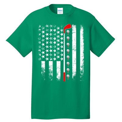 Vintage Golfing American Flag Golf Club Tall T-Shirt