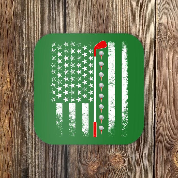 Vintage Golfing American Flag Golf Club Coaster