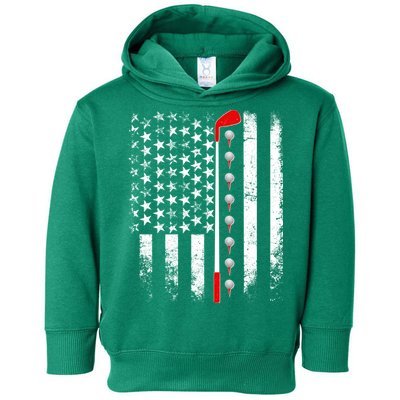 Vintage Golfing American Flag Golf Club Toddler Hoodie