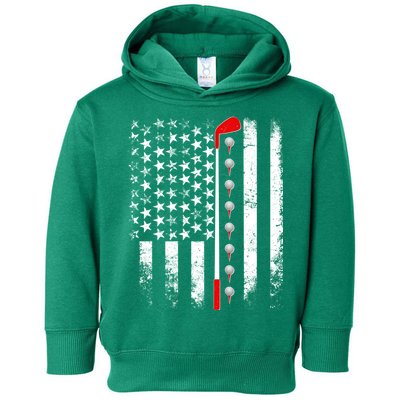 Vintage Golfing American Flag Golf Club Toddler Hoodie